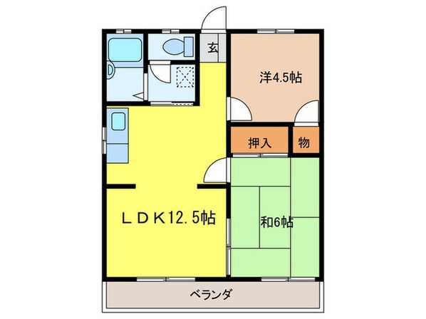 大橋ハイツＢの物件間取画像